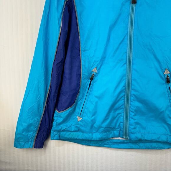 Adidas Blue Windbreaker Rain Slicker Running Jacket Size Medium Sporty Athletic - Picture 4 of 8
